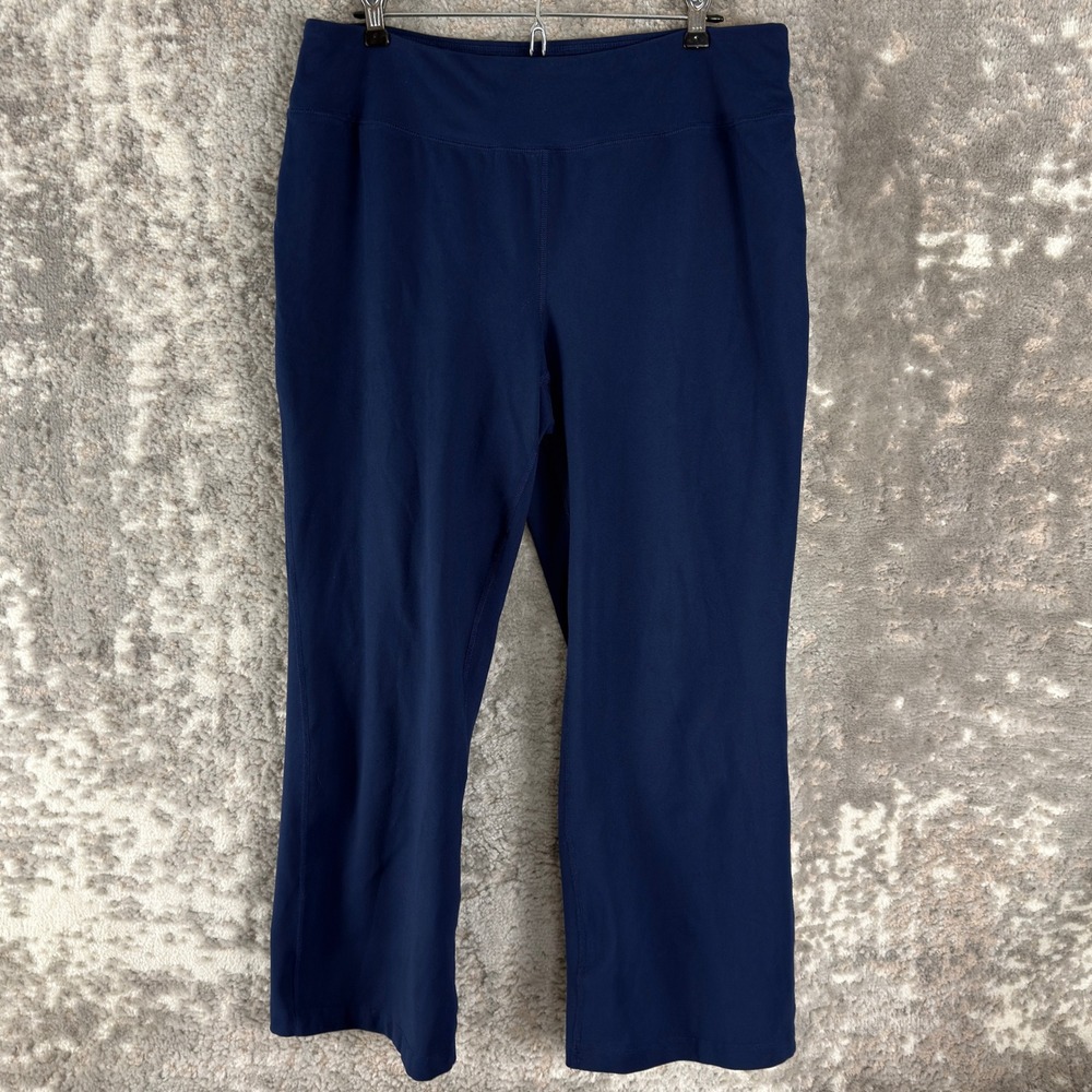 Lands' End Size L 14-16 Active Athletic Yoga Crop Pants Navy Blue Women